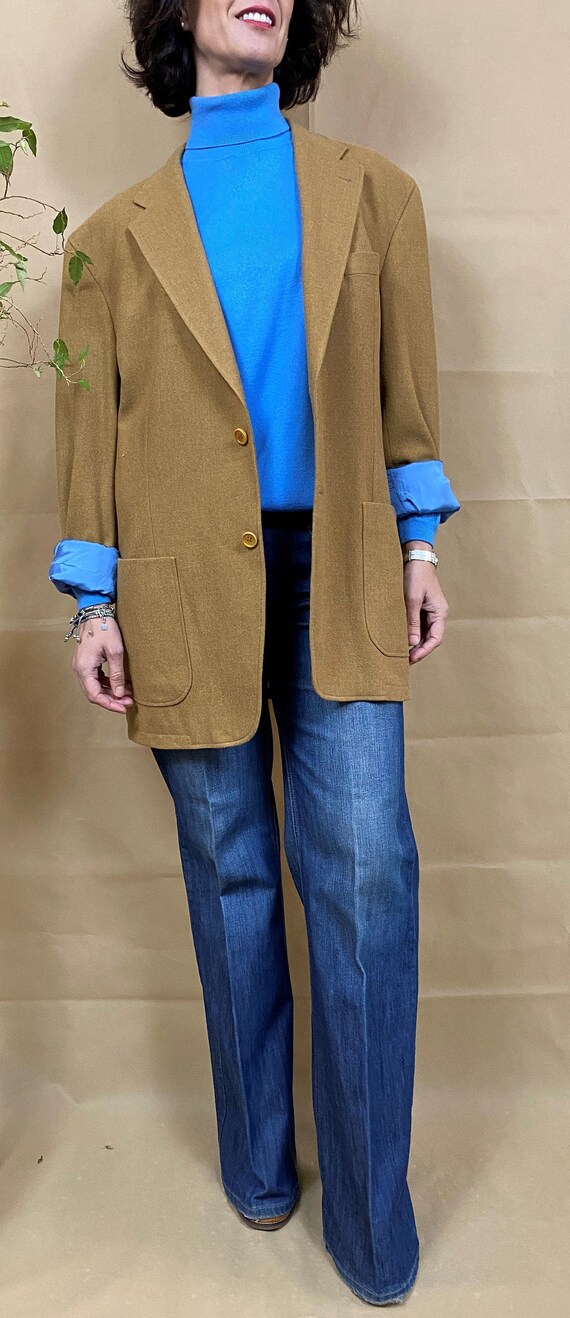 Beige wool blazer, Oversized cashmere blazer