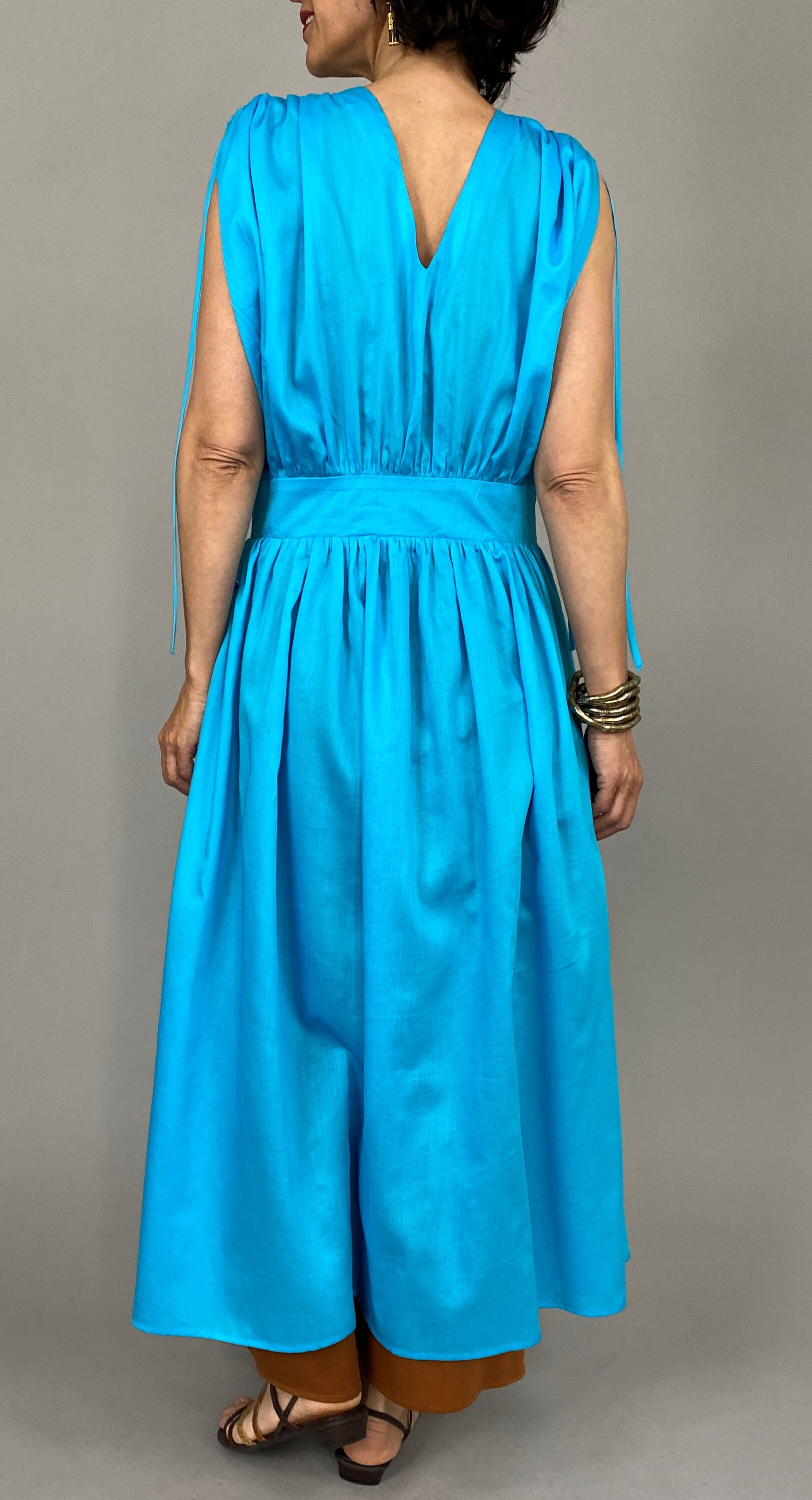 Long Blue Handmade Cotton Dress for Women Size XXSXL Blue Etsy UK