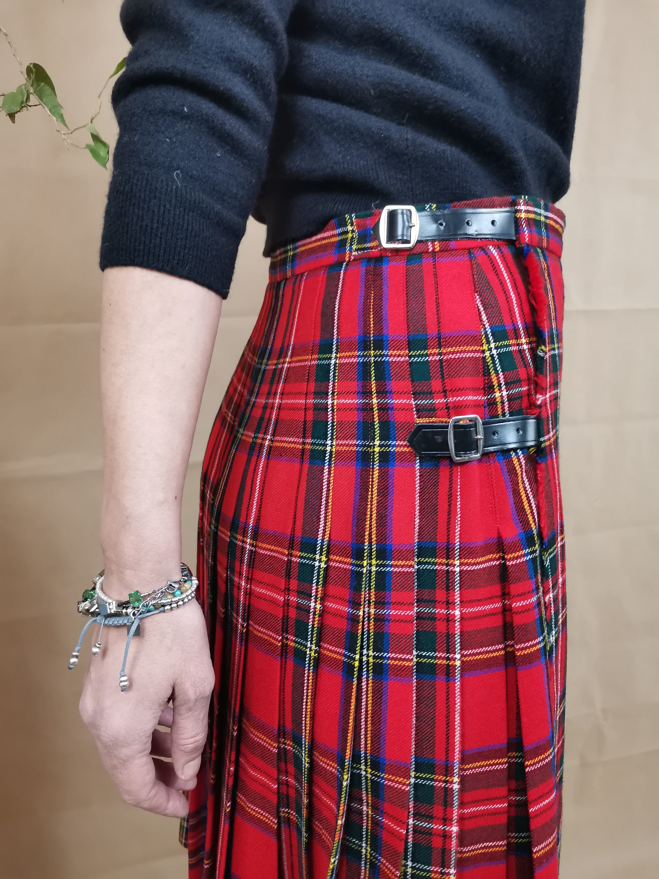 Scottish vintage wool pleated skirt for women size M Scottish Etsy
