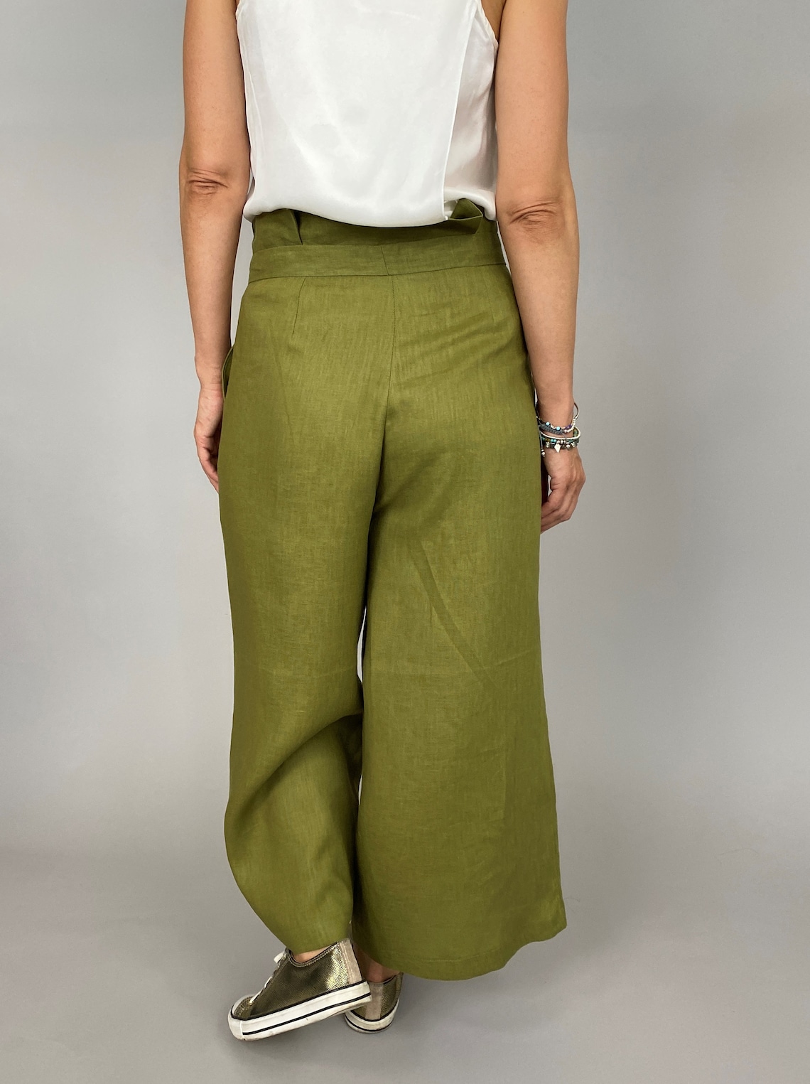 light green linen pants