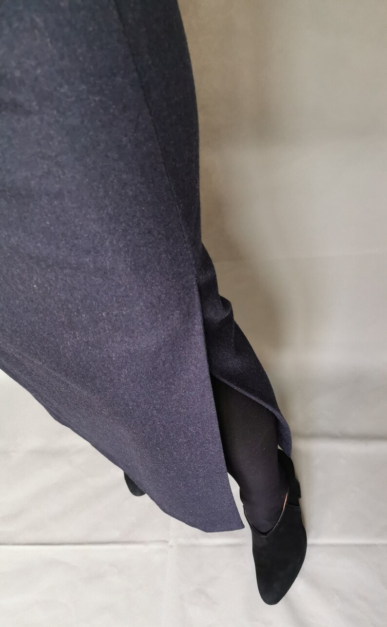 Vintage long virgin wool skirt for women size M Office straight long wool skirt