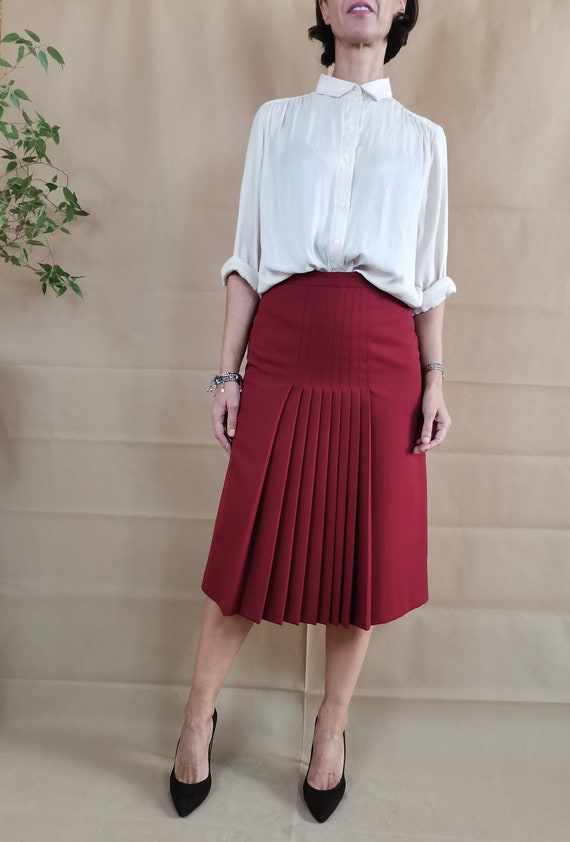 Vintage Antonette SkirtVintage Pleated SkirtFranz Haushoffer SkirtSecretary SkirtMidi Pleated SkirtOffice Outfit1980s Skirt