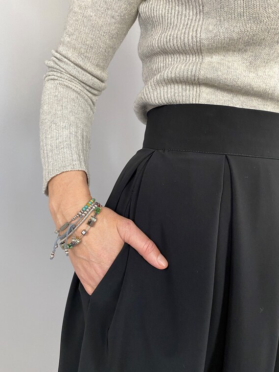 Handmade Black skirt for women size M L Chic Black skirt with pockets