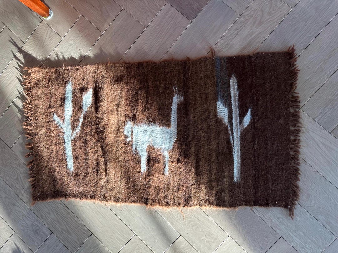Vintage Brown Alpaca Wool Rug 2x3. Wall Hanging or Floor Rug - Etsy