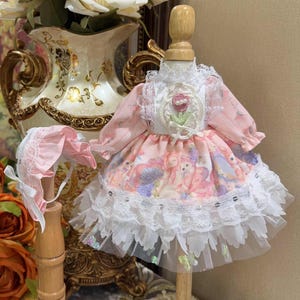 Blythe Pink Doll Dress Custom Doll Clothes for 1/3 1/4 1/6 Bjd Dolls,Fashion Bjd Outfits Doll Clothing, SD Msd Yosd Clothes With Brace set