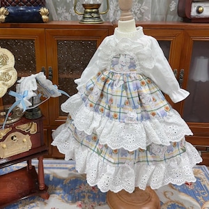 BJD Doll Gentle Dress, Blythe Girl Floral Skirt for 1/3 1/4 1/6 Big Girl MSD/Minifee/MDD/Iplehouse Fid/SD10/Smart Doll Bjd Outfit Clothes