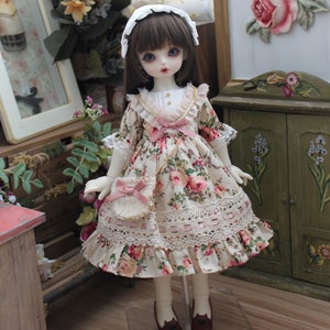 1/3 1/4 1/6 BJD Clothes Pink Flower Style Lolita Dress Bjd Outfit for Dolls Accessorie, Fashion Girl Doll Clothes 1/3 1/4 Bjd Dress