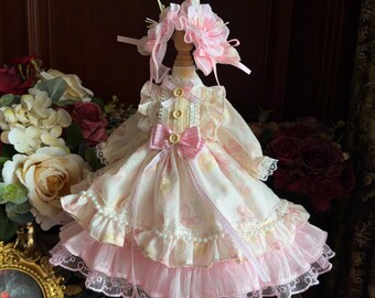 Pink BJD Princess Dress Frilled Lace Lolita Outfit for 1/3 1/4 1/6 Doll