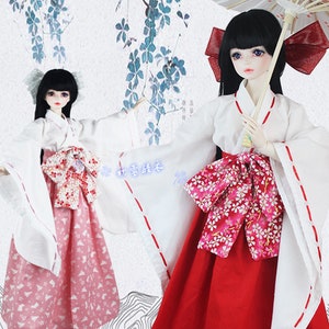 BJD Clothes Japanese Kimono for 1/3 SD Doll 1/4 Kimono Traditional Japanese Dress Fashion Bjd Dress Outfits Doll Bow Accessories