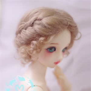 BJD Bridal Wig Mohair Set Hair SD Short Curly Hair  Retro Short Curly Hair Bjd Mohair Wig for 1/3 SD 1/4 msd 1/6 yosd 1/8 lati Doll Wig
