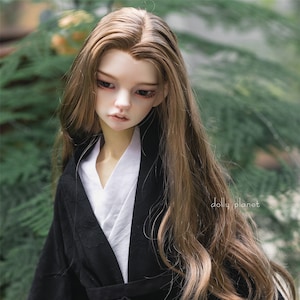 Long Brown BJD Doll Wig: 1/3, 1/4, 1/6 Size (8-9, 7-8, 6-7 inch)