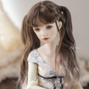 8-9&quot; 7-8&quot; BJD Wig with Bangs Double Ponytail Long Curly Hair Wavy Wigs Long Doll Wig Doll Hair For 1/3 1/4 Bjd MSD SD Doll