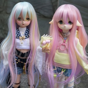 BJD Wig: Long Curls, Mixed Color SD Doll Hair (6-7&quot;, 7-8&quot;, 9-10&quot;)