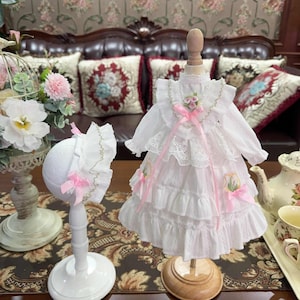 Vintage BJD Doll Dress with Hair Accessory: 1/3, 1/4, 1/6 Scale