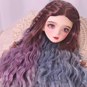 BJD Doll Wig: Braided Imitation Mohair, Long Wavy Gradient Hair