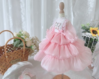 Pink Cake Dress: BJD Doll Clothes Outfit with Headband