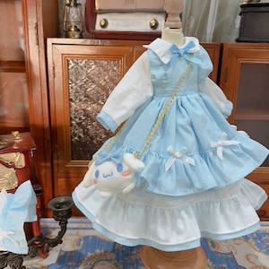 1/3 1/4 1/6 Doll Clothes Blue Bunny Dress Bjd Dress Outfit Bjd skirt +Headband for Smart Doll Blythe/Yosd/MSD/Minifee/SD Doll Accessories