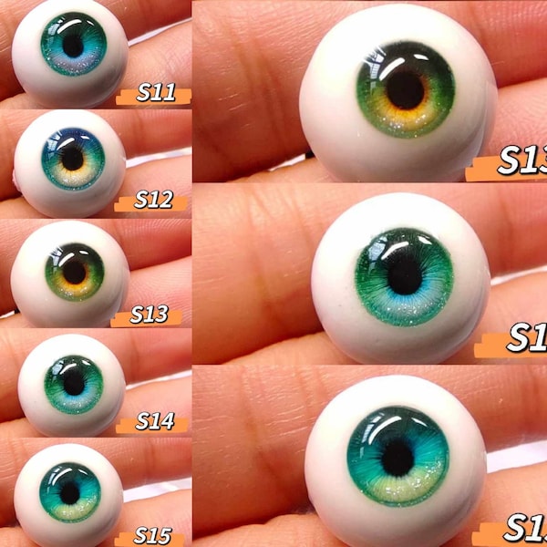 Yeux de poupée réalistes faits main BJD, Yeux en résine, Yeux BJD 8 mm 10 mm 12 mm, 14 mm, 16 mm, 18 mm 20 mm 24 mm Yeux de jouet petit iris/Iris normal