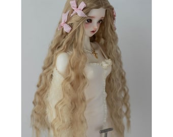 for 1/3 1/4 1/6 Dolls Long Corn Perm Milk Silk BJD Wig with Bow Braids