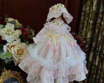 Tulip Custom Lolita Dress for 1/3 1/4 1/6 BJD,DD Blythe Cotton Doll Outfit
