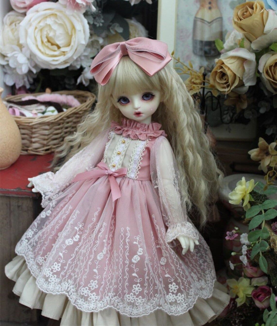 Pink 3D Flower Bjd Dress Blythe Dress 1/6 1/4 1/3 BJD Clothes Etsy