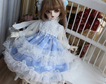 BJD Doll Dress with Hair Accessory: Fits 1/3, 1/4, 1/6 Dolls