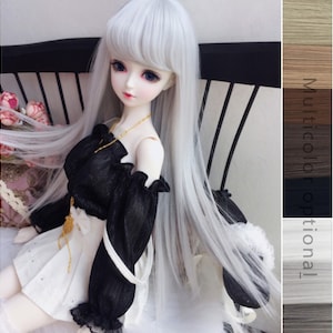 1/3 1/4 1/6 Custom Made Bjd Long Straight Hair with Oblique Bangs for 9-10&#39;&#39; 8-9&quot; 7-8&quot; 6-7&quot; Doll Modeling Hair BJD Wig for Doll Accessoies