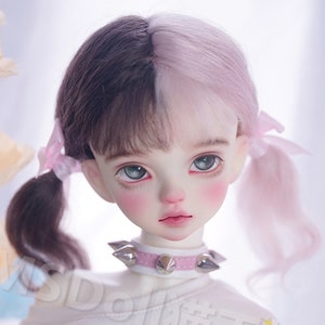 BJD Mohair Wig 8-9“ 7-8&quot; 6-7&quot; 5-6&quot; 4-5&quot; 3-4&quot; Doll Hair BJD Wig Double Ponytail Wavy Braids Doll Mohair Hair for Sd Yosd OB11 DD Doll