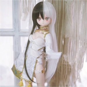BJD Wig Long Straight Hair White Black Heat resistant Wig doll hair  for 1/3 SD 1/4 msd 1/6 yosd Blythe doll wig 9-10&quot; 8-9&quot; 7-8&quot; 6-7&quot; 5-6&quot;