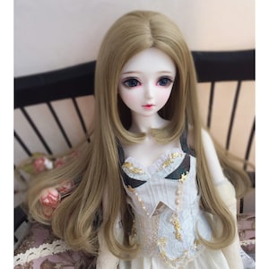 BJD-haarpruik Hittebestendig lang krullend BJD-pruik op maat gemaakt 1/3 1/4 Bjd groot krullend haar modelleringshaar 9-10&#39;&#39; 8-9&quot; 7-8&quot; voor poppenhoofd