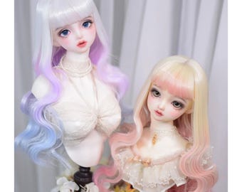 Parrucca per bambola BJD 1/3 1/4 1/6, capelli lunghi ondulati sfumati con frangia