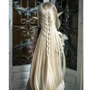 Bjd wig, 1/3 1/4 1/6 Braided princess long curly hair, bjd wavy wig, bjd long wig, bjd curly wig 6-7" 7-8" 8-9" 9-10"