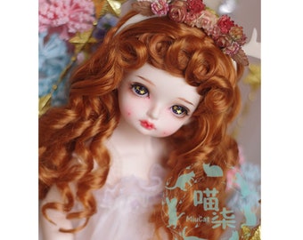 Long Curly BJD Doll Wig: Vintage Style, 6-9 inch