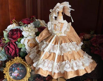 BJD Lolita Lace Dress Princess Doll Outfit  Fit 1/3 1/4 1/6 Blythe Cotton Doll