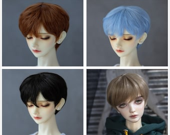 Sd Bjd Wig Short Wig 1/3 1/4 1/6 Short Doll Wig BJD Wig 8-9'' 7-8" 6-7" for Boy Doll Acacessories Doll Hair for SD/DD/Smart Doll