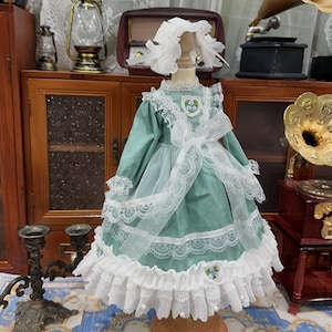 Robe de poupée princesse BJD verte avec accessoire pour cheveux