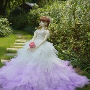 BJD Gradient Wedding Dress Mesh Dress 1/6 1/4 1/3 Doll Outfit Gowns for SD/Smart Doll/MDD/Dollfied Dream/Msd/Minifee/Popovy/Yosd Doll