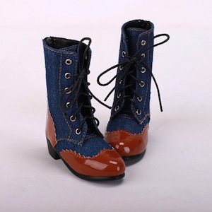 Denim & Leather BJD Doll Boots: 1/3 SD, 1/4 MSD Fashion Shoes
