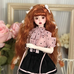 1/3 1/4 1/6 BJD Wig: Long Curly Hair with Center Part & Princess Braids | Elegant Side Braid Hairstyle | Soft Doll Wig  Long Curly Hair