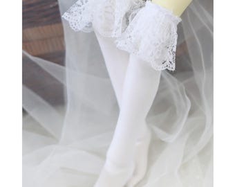 BJD Doll Thigh-High Socks with Lace Trim: 1/3 to 1/12 Scale