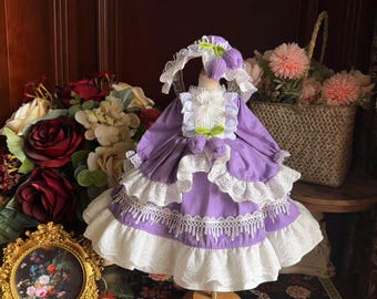 Spring BJD Skirt Dress for 1/3 1/4 1/6 Doll, Cherry Floral Lolita Gown