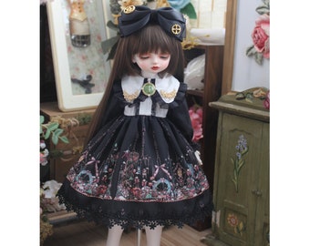 Black BJD Doll Dress & Hairband: Fits 1/4 MSD, 1/6 YOSD, Blythe