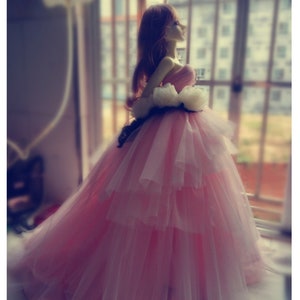 BJD ピンク ウェディングドレス ドール メッシュ ガウン ドレス 1/6 1/4 1/3 ドール用 衣装 スマートドール/DD/SD/Sdgr/Msd/Mdd/Minifee/Popovy Sister/Yosd用