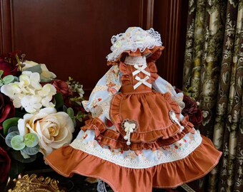 for 1/3 1/4 1/6 Blythe Cotton Doll Ruffled Tiered BJD  Lolita Dress Clothing Outfit