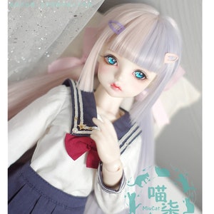 8-9&quot; 7-8&quot; 6-7&quot; BJD Wig Long Straight Hair Wigs with Bangs in Double Braids Long Doll Wig Straight Doll Hair For 1/3 1/4 1/6 Bjd MSD SD Doll