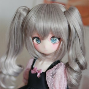 9-10&quot; 8-9&quot; 7-8&quot; BJD Wig 1/3 1/4 BJD MSD Two-ponytail Hair for Dolls,Fashion Long Doll Wig Curly Doll Hair for Doll Accessories