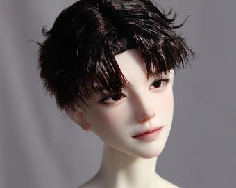 Hand-Knotted Hairline Messy Short BJD Boy Wig for 1/3 1/4 Doll Hair