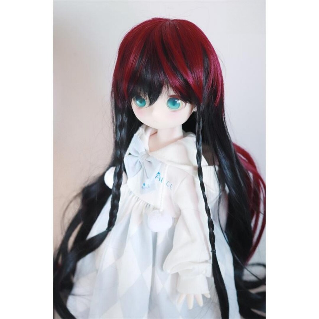 8～9インチ BJD ドール用ウィッグ：ロングカーリーピグテールヘア、1/3