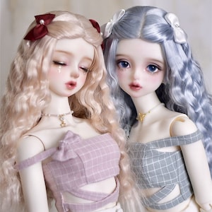 Benutzerdefinierte Puppe Perücke Milch Seide lange gewellte Bjd Haar für 9-10 &quot;8-9&quot; 7-8 &quot;6-7&quot; Bjd Sd Msd Blythe Sdgr DD Smart Doll Mode Perücke große lockige Perücke