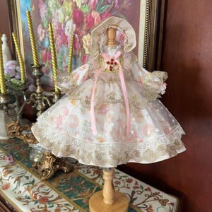 Pink Lolita Style Vintage BJD Doll Dress Court style Doll Skirt with Headwear for 1/3, 1/4, 1/6 YOSD, MSD, Blythe, Smart Doll Outfit Clothes